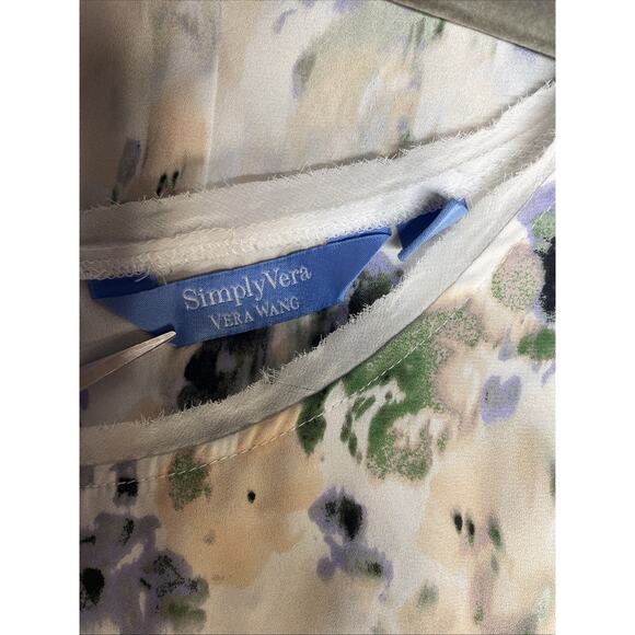 Simply Vera Vera Wang Women’s Ivory Sleeveless Blouse Size XL - Abstract Floral - Picture 3 of 7